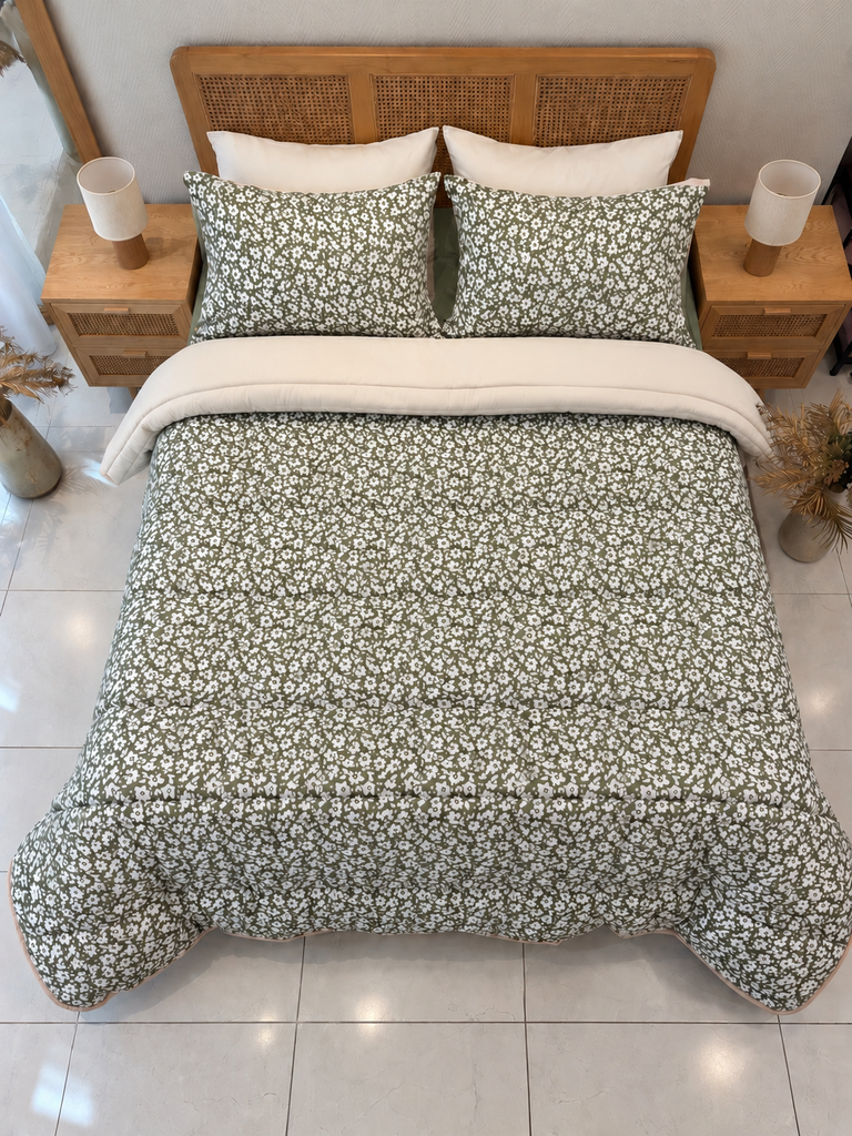 Couette 4 Pieces Fleur New Blanc