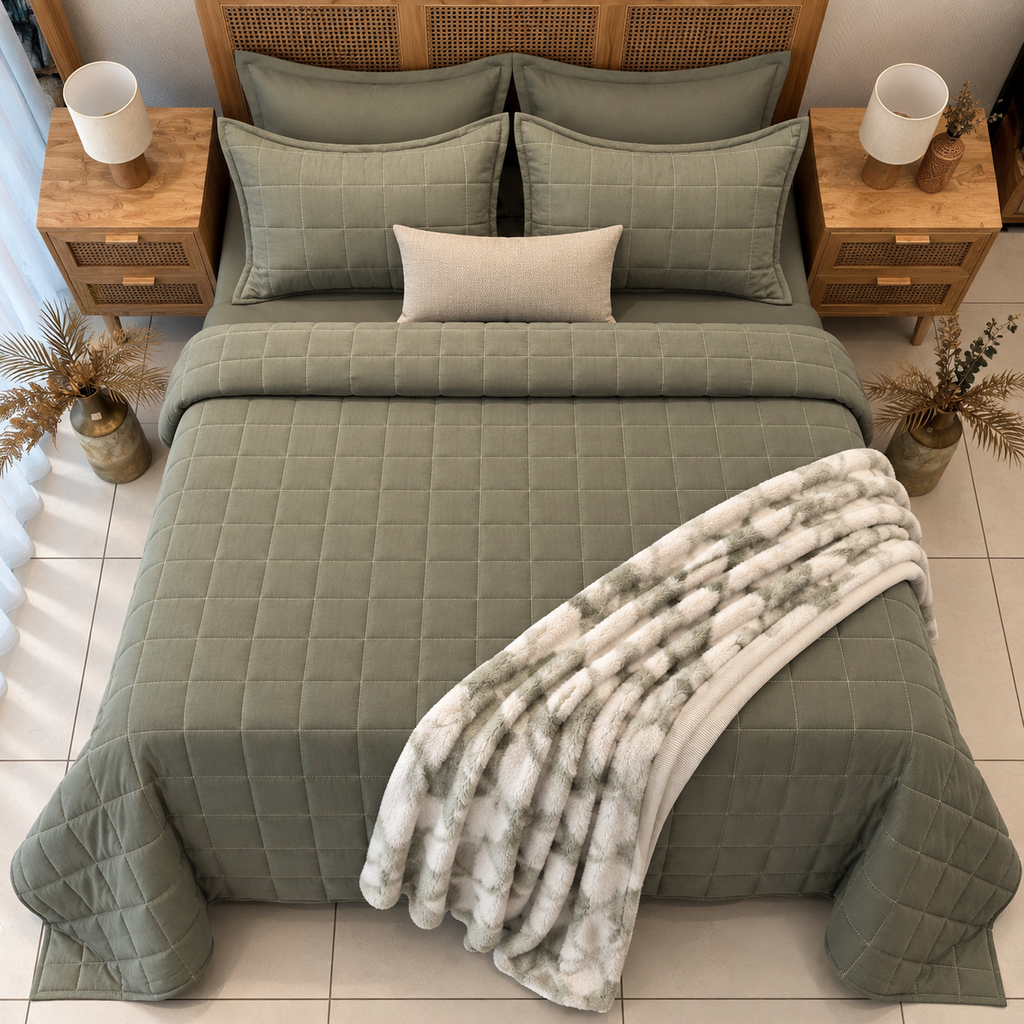 Couvre lit Monterol 3 Pieces Vert