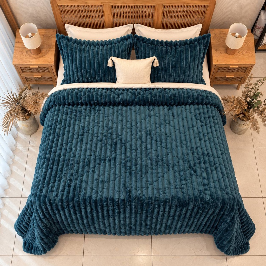 Couverture 3 pieces double face imprimée bbh blue vert