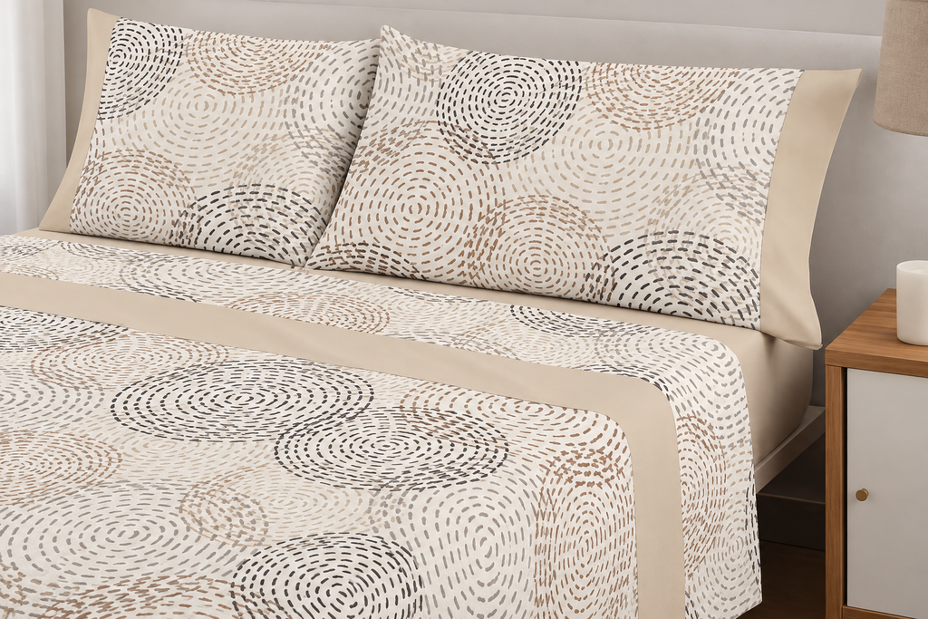 Parure de drap polo polo 4 pièces coton percale 200 fils Cercles Azur